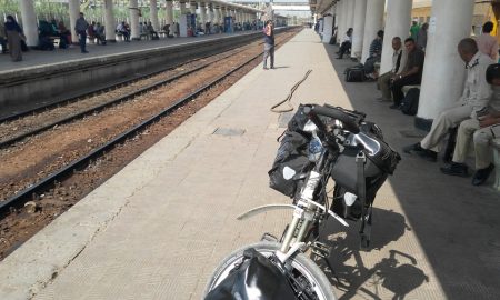 Train station in Minya Egypt with my bicycle and the police.