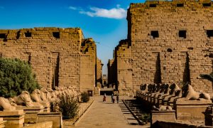 View from the entry of the amazing temple of Karnak, in Luxor Egypt.