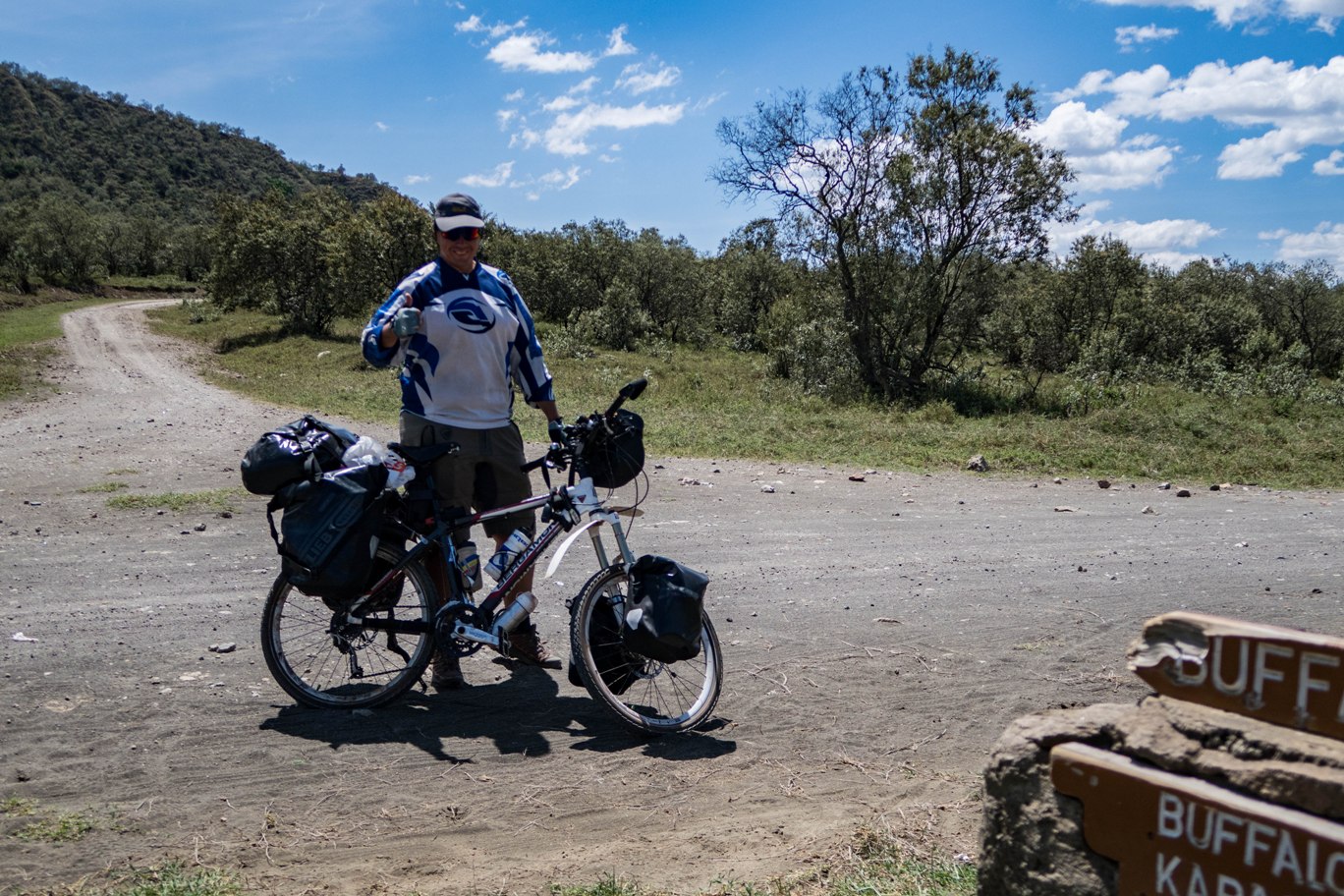 Cyling in Hell`s Gate National Park safari.