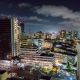 Dar Es Salaam city of peace in the night from a skyscraper.