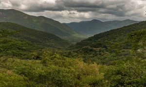 Mountain view in Tanzania on the road fron Mikumi to Iringa with my bicycle .