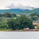 View from Nkhata Bay at Majoka Village with a bicycle cycling from Cairo to Cape Town in malawi.