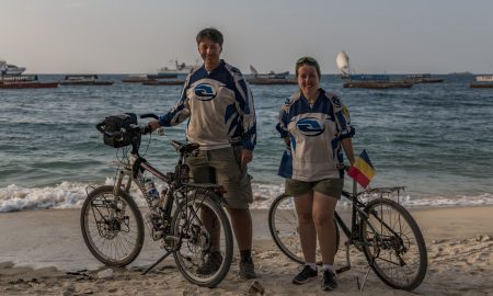 Beach view in Stone Town in zanzibar with our bicycles that we carryed them on the fast ferry from dar es salaam.