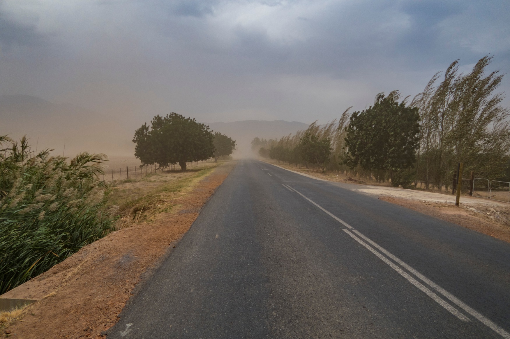 Namaqualand and Western Cape storm in South Africa cycling, on a bicycle from Cairo to Cape Town near Citrusvile.