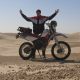 Motorcycle in Sahara in Tunisia, near Douz to Ksar Ghilane.